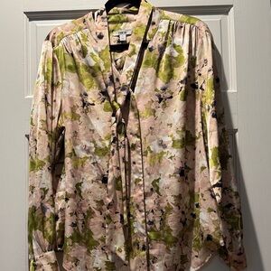 Bar III Floral Print Tie-Neck Blouse